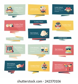 Wedding banner flat design background set, eps10
