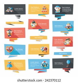 Wedding banner flat design background set, eps10