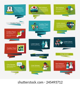 Wedding banner flat design background set, eps10