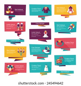 Wedding banner flat design background set, eps10