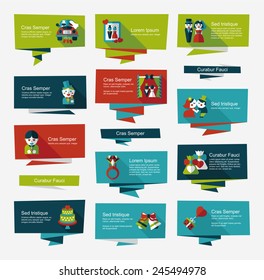 Wedding banner flat design background set, eps10