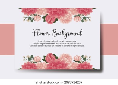 Wedding banner flower background, Digital watercolor hand drawn Dahlia Flower design Template