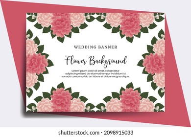 Hochzeitsbanner, floraler Hintergrund, Digital-Aquarell-Farbe, handgezeichnet Dahlia-Blume-Design Vorlage
