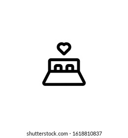 Wedding Bed Marriage Icon, Logo, Vector