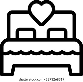 wedding bed Vector illustration on a transparent background.Premium quality symbols.Thin line vector icon for concept and graphic design.