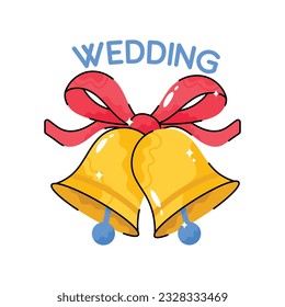 Esbozo vectorial del doodle de la campana de bodas Sticker. archivo EPS 10