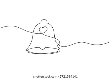 Hochzeitsglocke mit Herz Kontinuierlich Eine Zeile Zeichnung Minimalistische Liebe Symbol