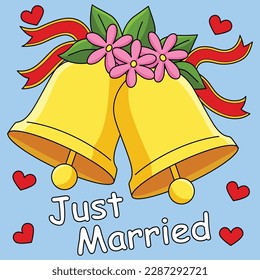  Wedding Bell Just Married Colored Illustration