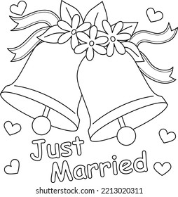  Wedding Bell Just Married Coloring Page for Kids