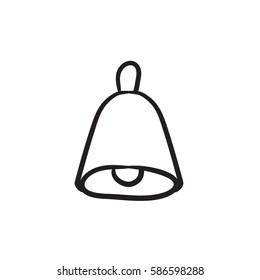 Icono de esbozo del vector de campana de casamiento aislado en el fondo. Icono de la campana de la boda dibujada a mano. Icono de boceto de timbre de bodas para infografía, sitio web o aplicación.