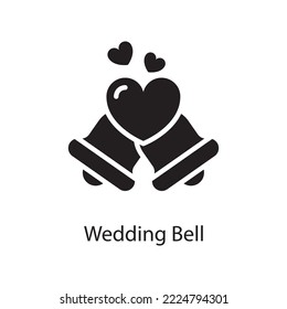 Wedding Bell Vector Solid Icon Design Illustration. Love Symbol On White Background EPS 10 File