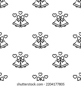 Wedding Bells Icon Pattern. Seamless Wedding Bells Pattern On White Background.