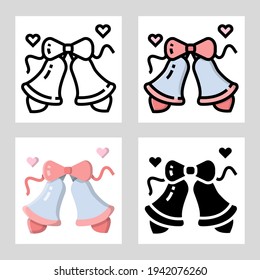 wedding bells icon vector design in filled, thin line, outline and flat style.
