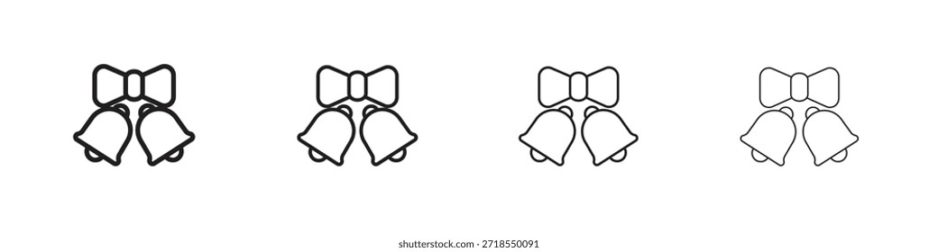 Wedding Bells icons, Set of linear icons. Black linear palm icons