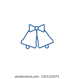 Wedding bells  line icon concept. Wedding bells  flat  vector symbol, sign, outline illustration.