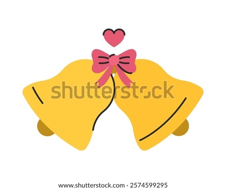 wedding bells romantic design isolated