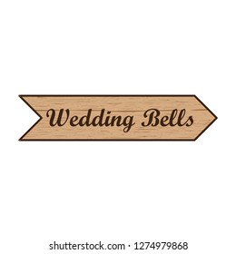 wedding bells, wooden sign