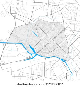 Wedding, Berlin, DEUTSCHLAND, high detail vector map with city boundaries and editable paths. White outlines for main roads. Many smaller paths. Blue shapes and lines for water.