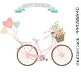 Wedding Bicycle with Flowers.Birthday Invitation cards.