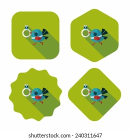 wedding bird with diamond ring flat icon with long shadow,eps10