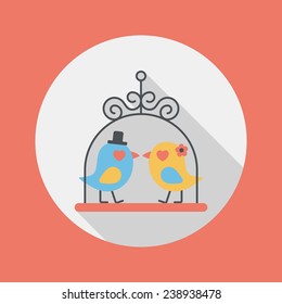 wedding bird flat icon with long shadow,eps10