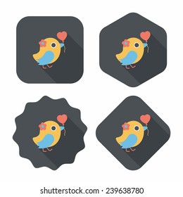 wedding bird flat icon with long shadow,eps10