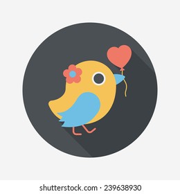 wedding bird flat icon with long shadow,eps10