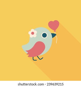 wedding bird flat icon with long shadow,eps10