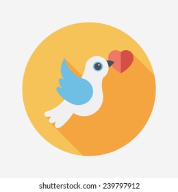 wedding bird flat icon with long shadow,eps10
