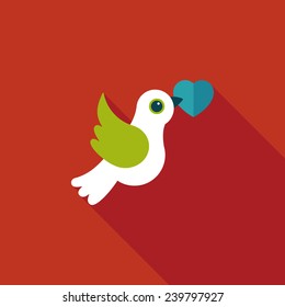 wedding bird flat icon with long shadow,eps10