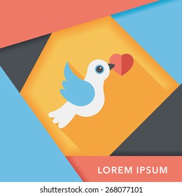 wedding bird flat icon with long shadow,eps10