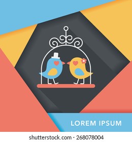 wedding bird flat icon with long shadow,eps10