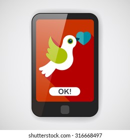 wedding bird flat icon with long shadow,eps10