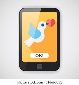 wedding bird flat icon with long shadow,eps10