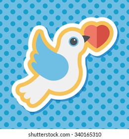 wedding bird flat icon with long shadow,eps10