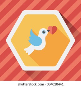 wedding bird flat icon with long shadow,eps10