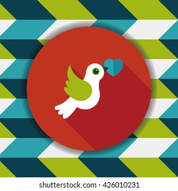 wedding bird flat icon with long shadow,eps10