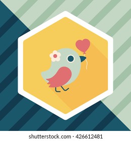 wedding bird flat icon with long shadow,eps10