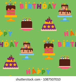 Wedding or Birthday pie cakes flat sweets dessert bakery ceremony delicious seamless pattern background vector illustration.