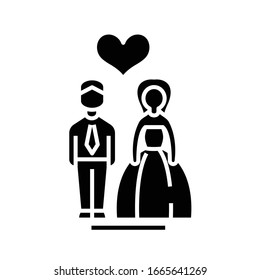 Wedding black icon, concept illustration, vector flat symbol, glyph sign.