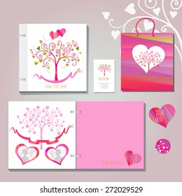 wedding book and invitation set   or for any occasion, includes a cover, business card and a bag, eps 10
