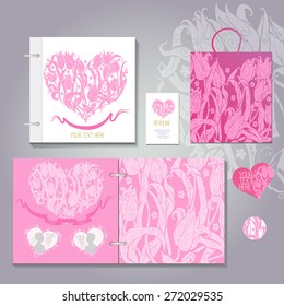 wedding book and invitation set   or for any occasion, includes a cover, business card and a bag, eps 10