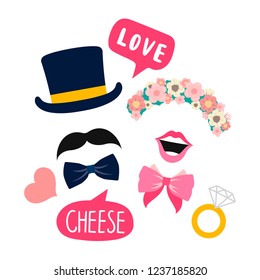 Wedding booth props for woman and man vector