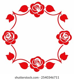 Wedding Border Red Roses ornamental. Image and illustration composition red and white roses design element for Valentine, birthday party, wedding invitation background, border or frame with copy space