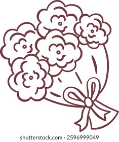 Wedding Bouquet Doodle Vector Illustration