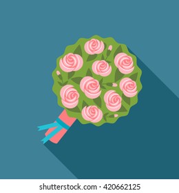 Wedding bouquet of flowers flat vector illustrations isolate on a white background