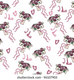 Wedding bouquet seamless pattern, isolated