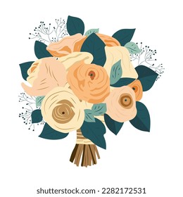Wedding bouquet. Vector illustration in flat cartoon style.