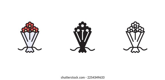 icono de tipo vector de bouquet de bodas