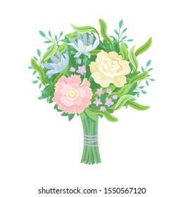 Wedding Bouquets Vector Illustrated Set. Magnificent Flower Bunch